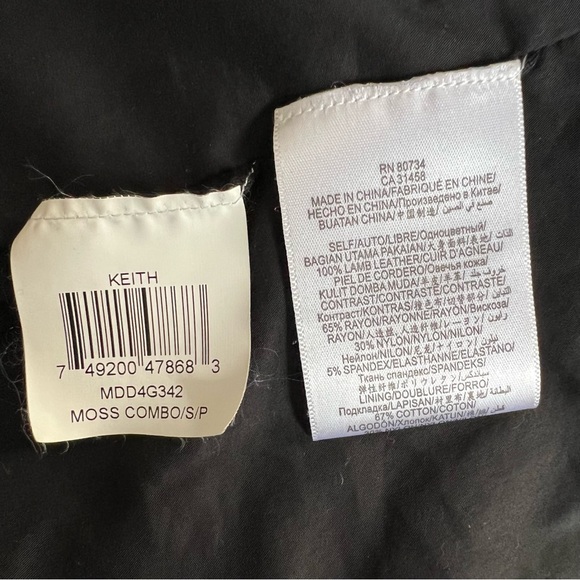 BCBGMAXAZRIA 'Keith' Quilted Lamb Leather Moto Jacket (Black/Taupe) Small $998 - Picture 6 of 9